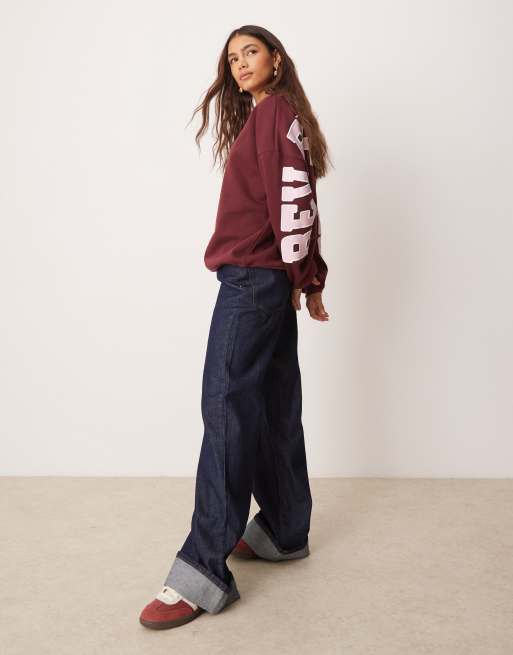 ASOS DESIGN - Felpa oversize bordeaux con grafica "Beverly Hills" sul retro, 2 di 4