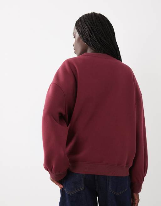 ASOS DESIGN felpa oversize bordeaux, 3 di 4