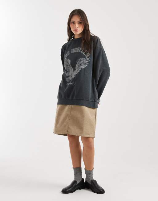 ASOS DESIGN - Felpa oversize color antracite con grafica di aquila, 2 di 4