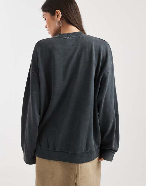 ASOS DESIGN - Felpa oversize color antracite con grafica di aquila, 4 di 4