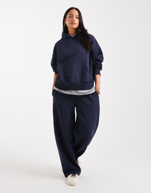 ASOS DESIGN - Felpa oversize color blu navy con cappuccio e retro spazzolato, 2 di 4