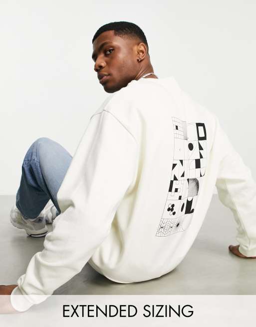 ASOS DESIGN - Felpa oversize color crema con stampa celestiale sul retro