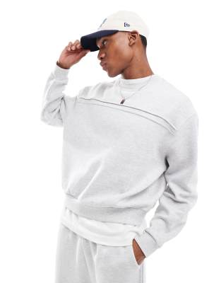 ASOS DESIGN - Felpa oversize color grigio mélange con pannelli 