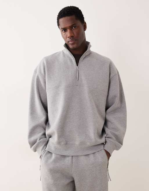 ASOS DESIGN - Coordinato grigio mélange con joggers oversize e felpa con zip corta, 2 di 3