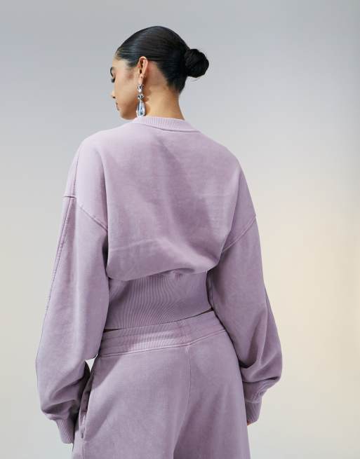 ASOS DESIGN Felpa oversize color malva slavato stretta in vita