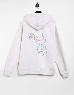 ASOS DESIGN - Felpa oversize con cappuccio e stampa con disegno stilizzato