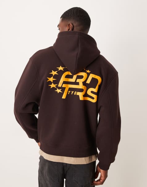 ASOS DESIGN - Felpa oversize con cappuccio e stampa marrone - view 1