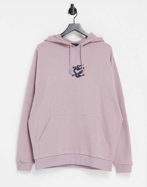 ASOS DESIGN - Felpa oversize con cappuccio e stampa piccola sul petto