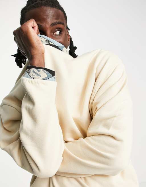 ASOS DESIGN - Felpa oversize con motivo con montagna a contrasto sui bordi