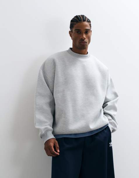 ASOS DESIGN felpa oversize estrema in tessuto scuba grigio mélange - view 1