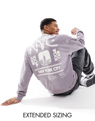 ASOS DESIGN oversized sweatshirt with city print in grey - ASOS Price Checker