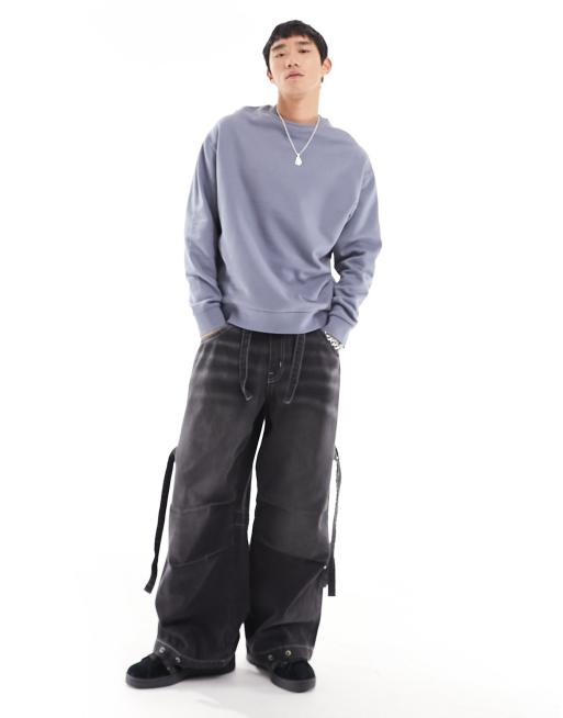 ASOS DESIGN - Felpa oversize grigia con stampa di sole sul retro, 2 di 4