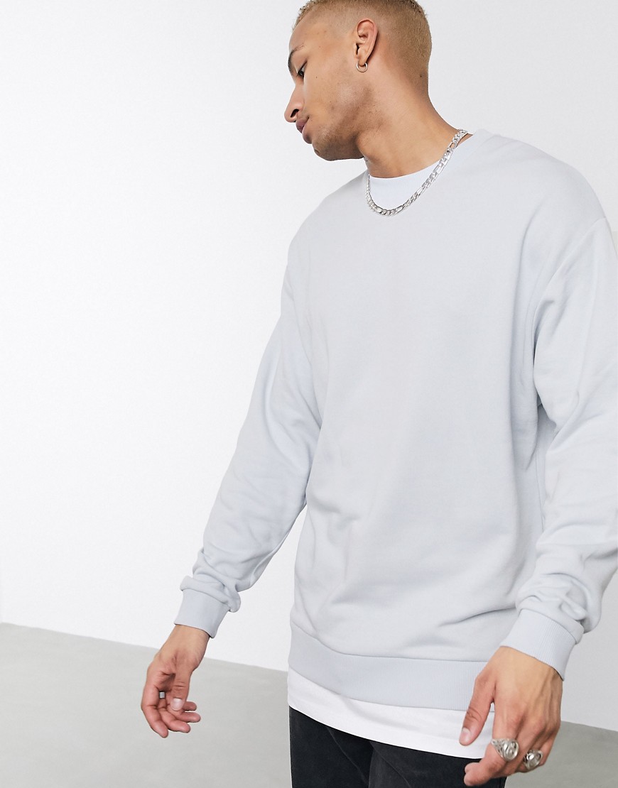 ASOS DESIGN - Felpa oversize grigio chiaro con fondo a T-shirt-Viola