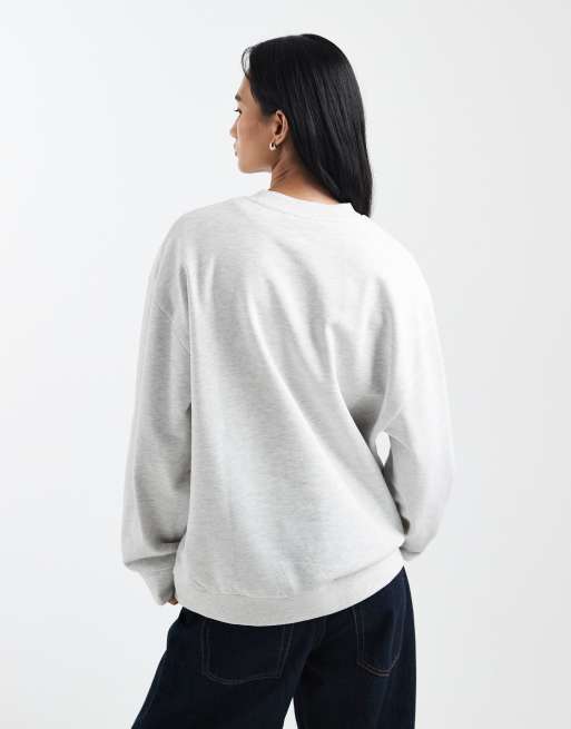 ASOS DESIGN - Felpa oversize grigio ghiaccio mélange con grafica "Pilates Studio", 3 di 4