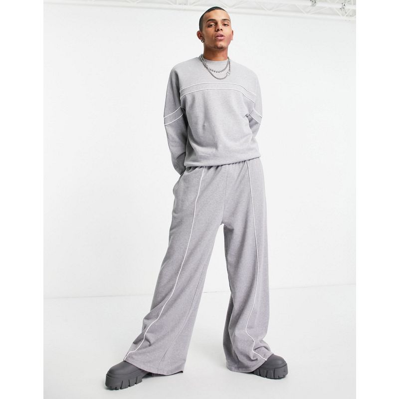  PZi7O DESIGN - Coordinato oversize con pantaloni a fondo ampio grigio