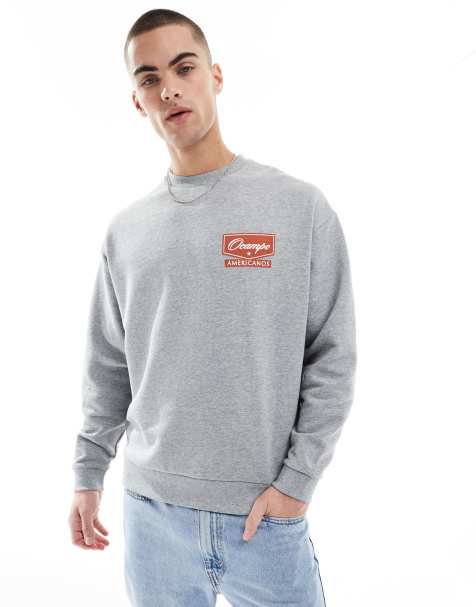 ASOS DESIGN - Felpa oversize grigio mélange con stampa sul petto - view 1