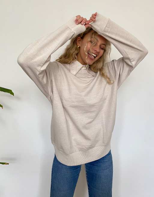 ASOS DESIGN - Coordinato con felpa oversize e leggings grigio pietra, 3 di 3