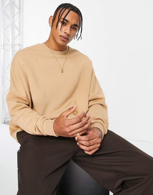 ASOS DESIGN - Felpa oversize in raso beige