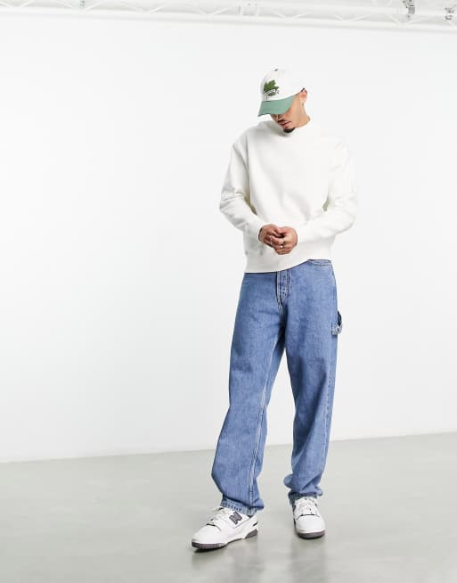 ASOS DESIGN - Felpa oversize in tessuto pesante bianco tenue, 3 di 4