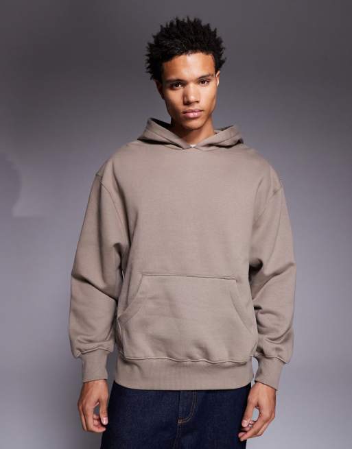 ASOS DESIGN - Felpa oversize in tessuto pesante premium da 400 gsm color marrone scuro con cappuccio