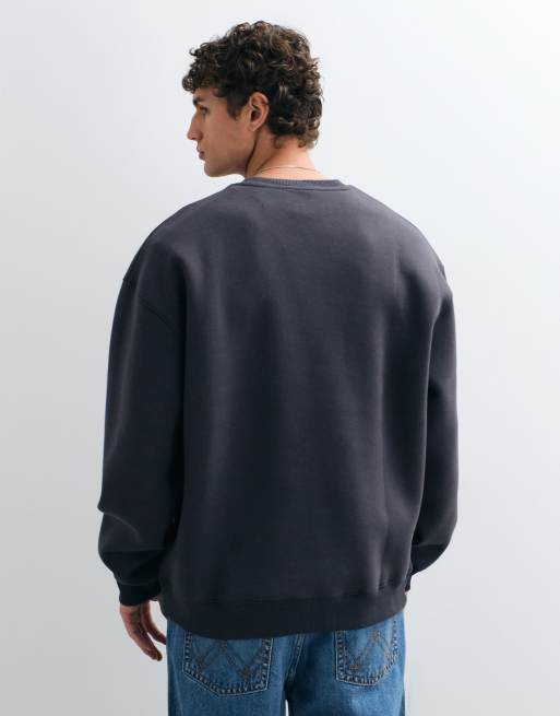 ASOS DESIGN - Felpa oversize in tessuto stile scuba nero con stampa bombata, 3 di 5