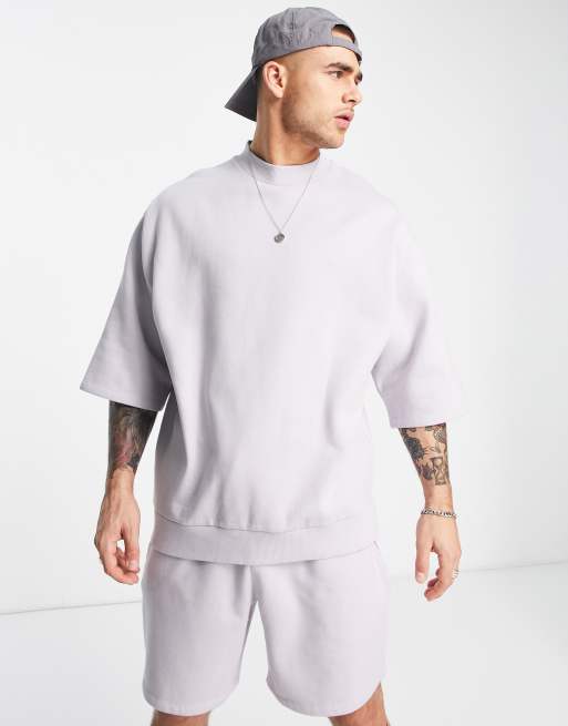 ASOS DESIGN - Felpa oversize lilla a maniche corte in coordinato