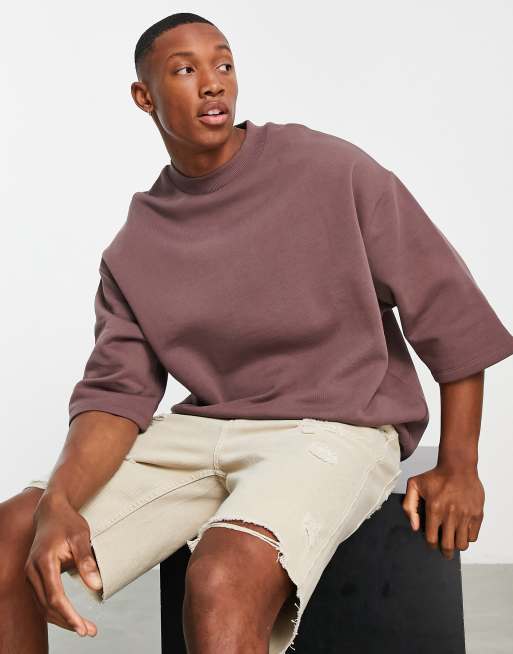 ASOS DESIGN - Felpa oversize marrone a maniche corte