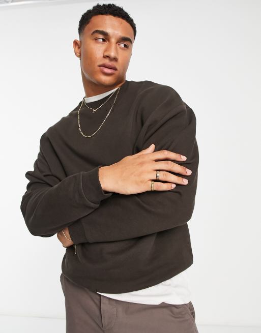 ASOS DESIGN - Felpa oversize marrone scuro