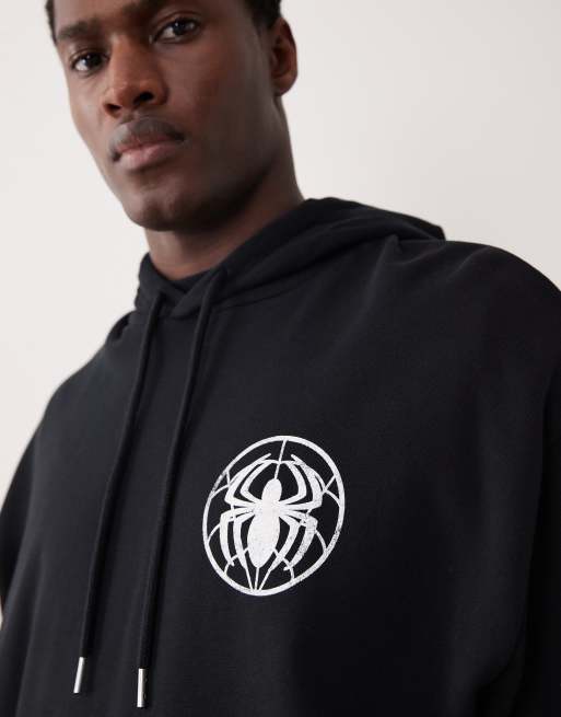 Felpa Con Cappuccio Uomo SPIDER-MAN Game Logo – Nero/Grigia, Vestibilità Regular, Ufficiale Marvel - 2