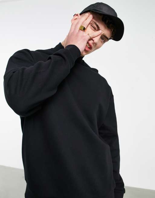 ASOS DESIGN - Felpa oversize nera con collo alto