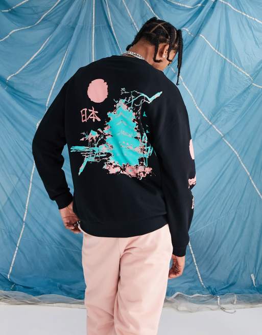 ASOS DESIGN - Felpa oversize nera con stampa 