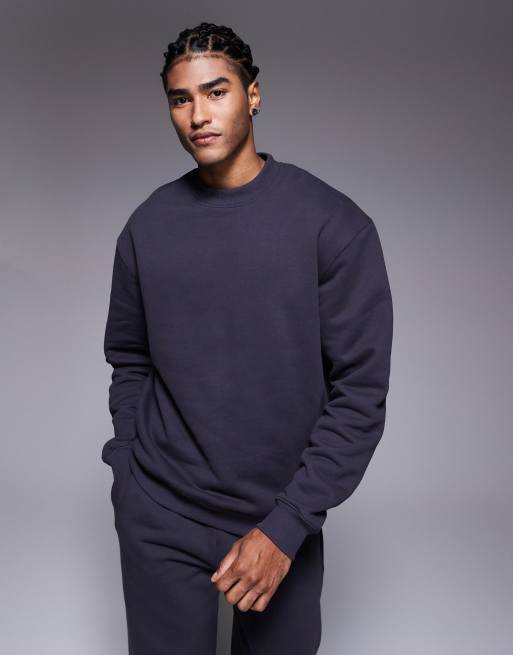 ASOS DESIGN - Felpa oversize pesante 400 gsm color antracite in coordinato