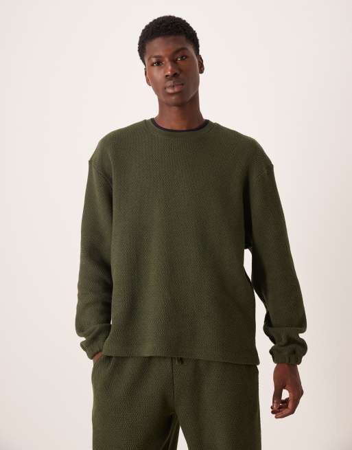 ASOS DESIGN - Felpa oversize pesante da 400 gsm verde testurizzata in coordinato