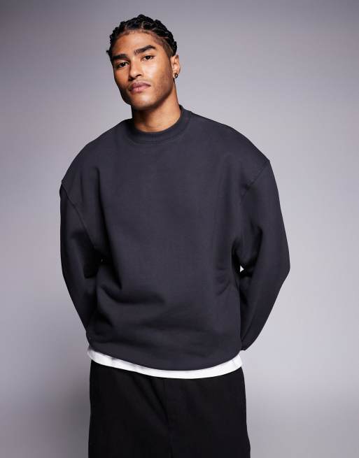 ASOS DESIGN - Felpa oversize premium pesante da 400 g/m² color antracite