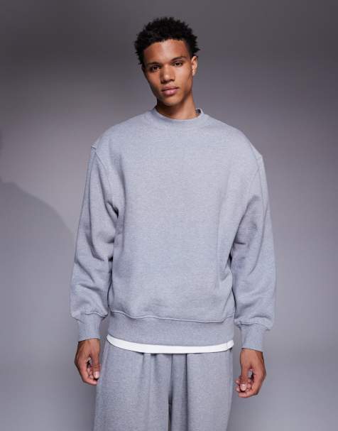 ASOS DESIGN - Felpa oversize premium pesante grigio mélange - view 1