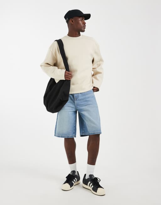 ASOS DESIGN - Felpa oversize squadrata colore neutro a pannelli