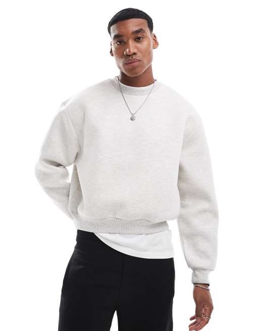 ASOS DESIGN - Felpa oversize squadrata corta grigio mélange in tessuto scuba