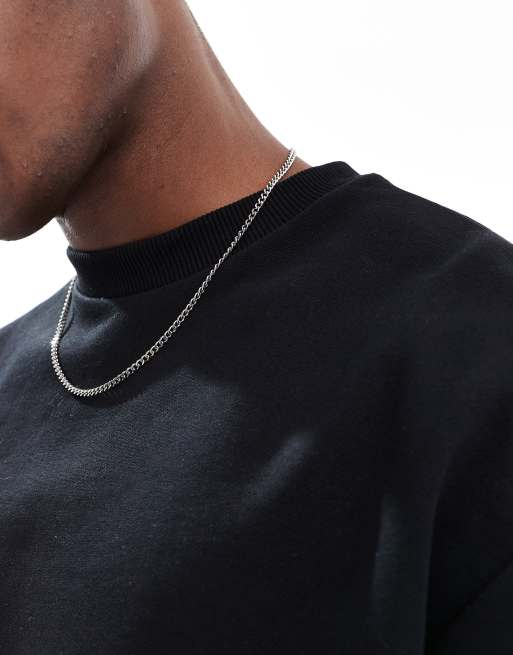 ASOS DESIGN - Felpa oversize squadrata da 400 gsm nera con spalle scese, 3 di 4