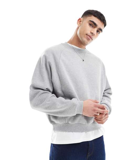 ASOS DESIGN - Felpa oversize squadrata grigio mélange con maniche raglan - view 1