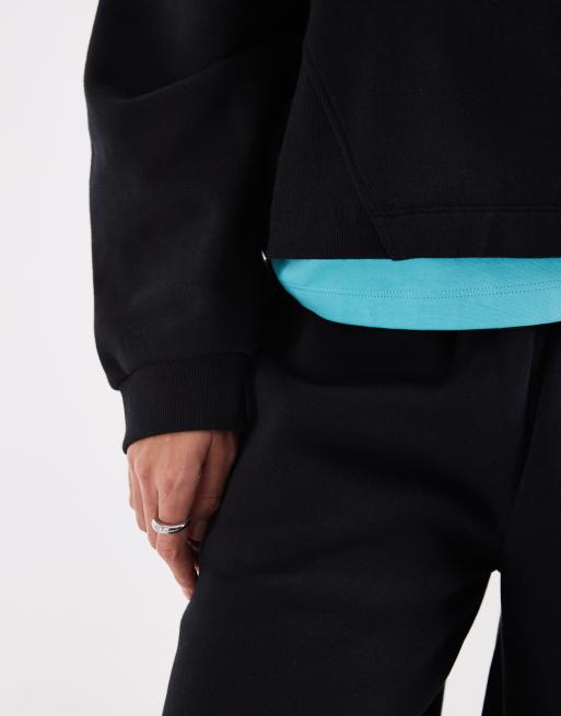 ASOS DESIGN felpa oversize squadrata in tessuto felpato nera, 3 di 4
