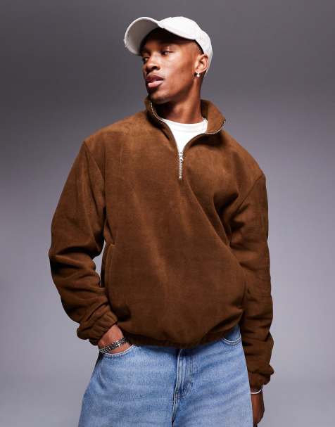 ASOS DESIGN - Felpa oversize squadrata marrone in pile - view 1