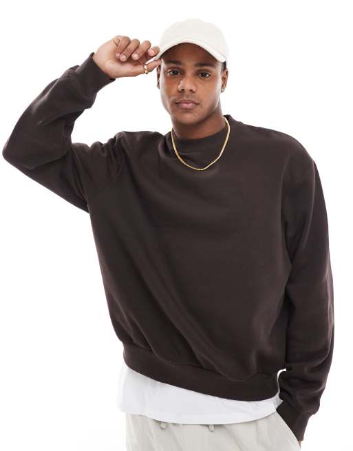 ASOS DESIGN - Felpa oversize squadrata marrone
