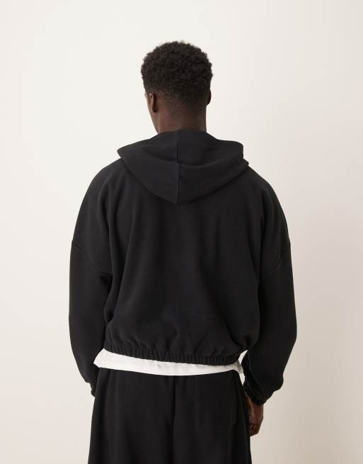 ASOS DESIGN Felpa oversize taglio corto in tessuto pesante