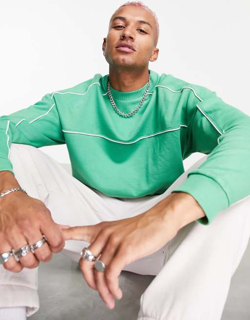 ASOS DESIGN - Felpa oversize verde con profili