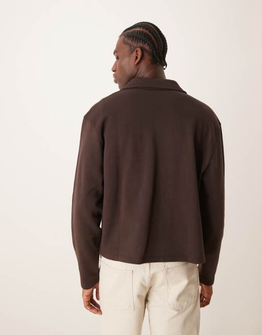 ASOS DESIGN Felpa polo oversize elegante squadrata marrone ASOS