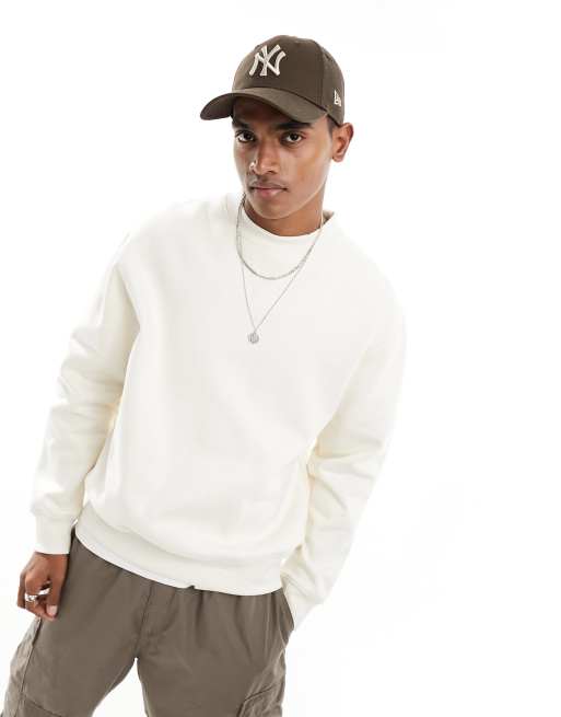 ASOS DESIGN - Felpa premium oversize pesante color panna
