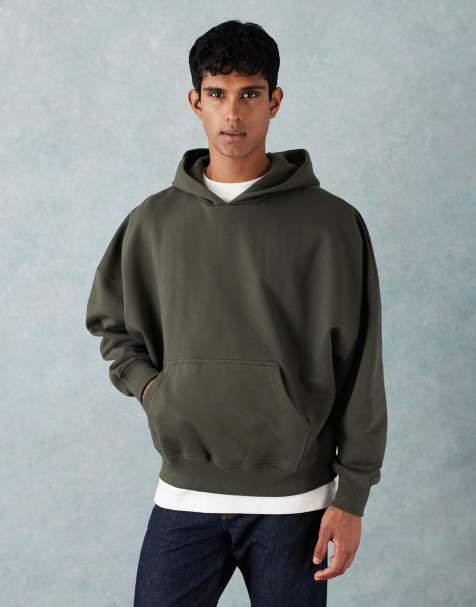 ASOS DESIGN - Felpa premium super oversize con cappuccio in tessuto pesante da 400 g/m² kaki - view 1