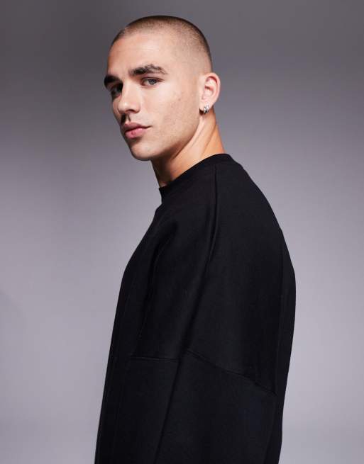 ASOS DESIGN - Felpa premium super oversize in tessuto pesante da 400 g/m² nera, 4 di 5