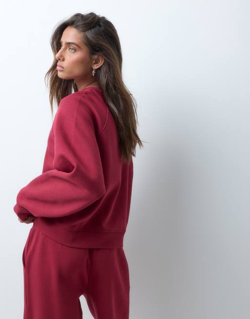 ASOS DESIGN felpa regular raglan brushback bordeaux, 3 di 5