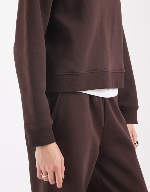 ASOS DESIGN felpa regular raglan brushback marrone, 3 di 4